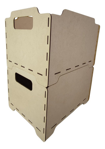 Caja Apilable Mdf 2 Piezas 30x22x25cm Marrón Claro Mdf Natural