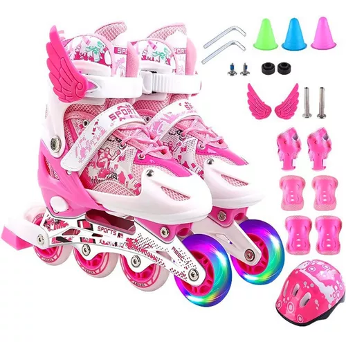 Chicago Rainbow Patines para Niña Ajustables con Protecciones y Casco -  Proyecto Freestyle