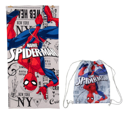 Toalla Playa Spiderman Marvel 70x140cm + Morral Cordel 2