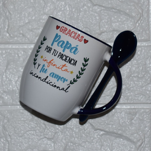 Taza Con Cuchara Personalizada Regalo Día Del Padre Papá