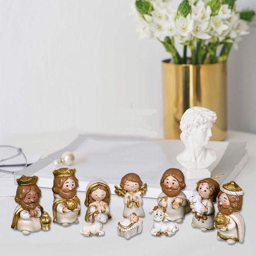 Resina Natividad Figuras Pesebre Miniaturas Estatua Mesa