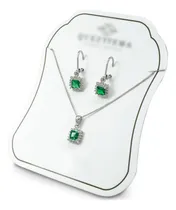 Comprar Aretes Dije Y Cadena Plata Circon Verdé Esmeralda Joyería