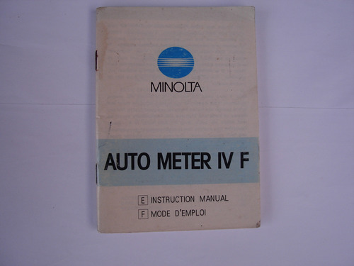 Manual Fotometro Auto Meter Iv  F  ( En Igles)