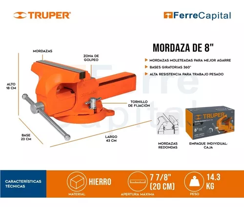 TRUPER Tornillos de banco resistentes TA-8 de 8 (20 cm)