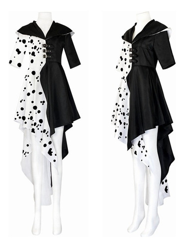 Cruella De Vil Vestido Cosplay Blanco Y Negro Para Mujer