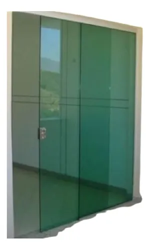 comprar Porta De Blindex Alumínio Vidro Temperado 2,10 X 1,20 Verde