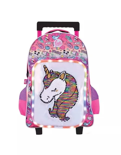 Mochila Footy 18″ C/Carro Unicornio con relieve bolsillo con luces – La  Sorpresa Marroquinería