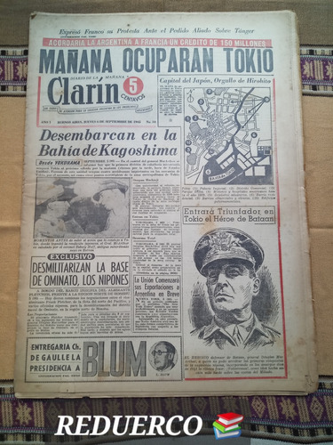 Clarín N° 10 Ocupación Tokio Hitler Mussolini Ucr 6/9/1945 