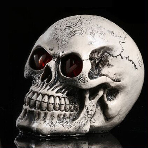 . Calavera De Resina Con Ojos Led, Decoraci?n Para Halloween