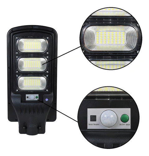 Lámpara Led Solar Luminaria Suburbana Alumbrado Publico 150w Color Negro
