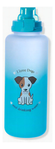 Garrafa Grande Agua Amo Cães I Love Dogs And Drinking Water Cor Azul-turquesa