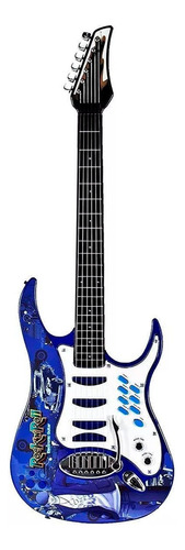 Guitarra Electrica Con Luz Y Sonido Musical Infantil Color Azul