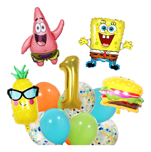 Pack Decoración Globos Bob Esponja Patricio Numero