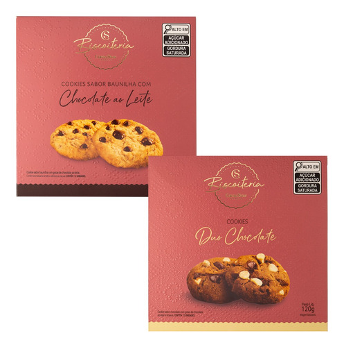 Kit 02  Cookies  Cacau Show 120g  Duo Chocolate  E  Gotas