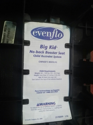 Base Elevadora - Booster - Evenflo - Sin Respaldo