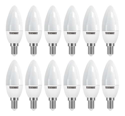 Kit 12 Lâmpadas Led Vela Clara Tvl25 3,1w E14/e27 Taschibra Cor da luz Branco-quente 110V/220V