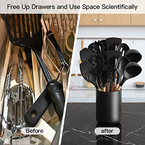 Soporte Para Utensilios De Cocina Negro Para Encimera, Tarro