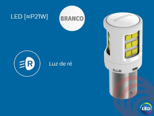 Imagem 5 de 7 de Kit Led Philips Ultinon P21w 1 Polo Branca Ré 6000k 12v