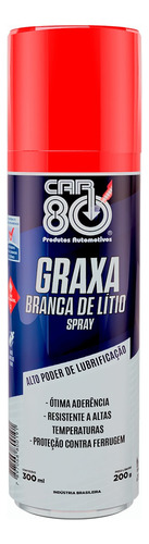 Car80 Graxa Branca Litio Lubrificante Spray Multiuso 300ml