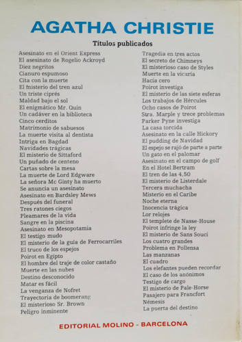 Tragedia En Tres Actos - Agatha Christie - Editorial Molino (Usado)