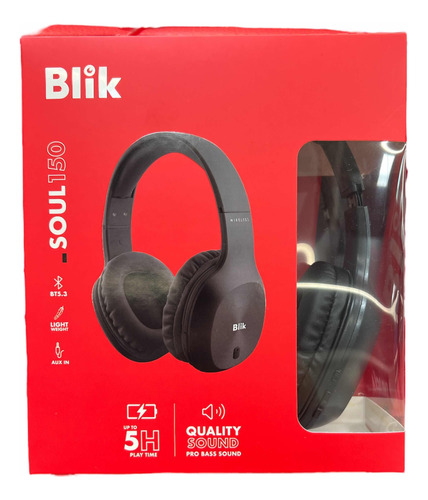 Audífonos Bluetooth Blik Soul 150 Negro 5hrs Aux