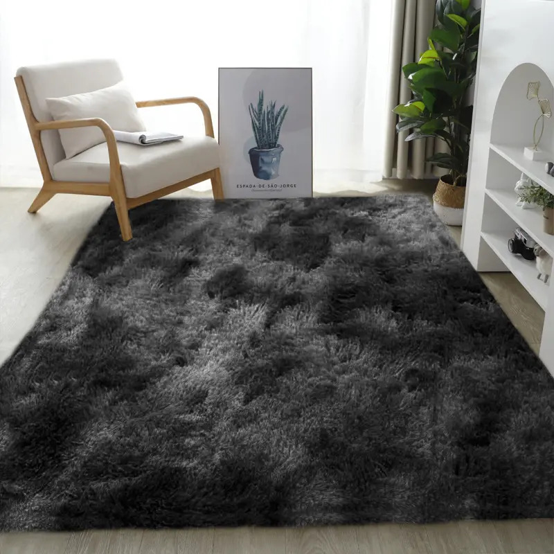 Tapete 2.00x1.50 Texfine Têxtil Shaggy Felpudo Para Quarto Sala Luxo Preto Mesclado
