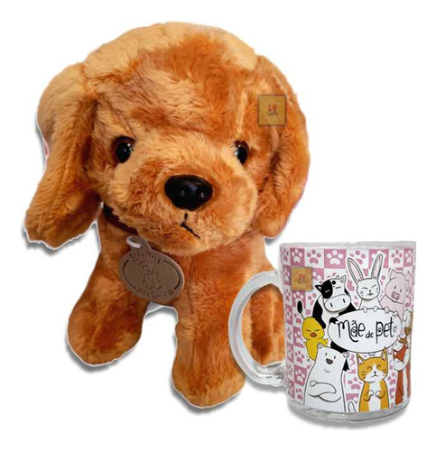 Caneca Mãe De Pet 330ml + Pelúcia De Cachorro Fofo Presente