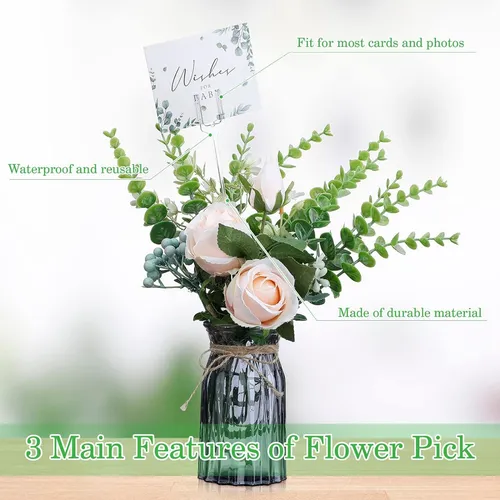 240pcs Floral Picks Card Holder Plastic Flower Card Holder S