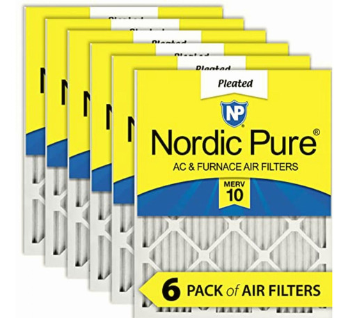 Nordic Pure 16x20x1 Merv 10 Pleated Ac Furnace Air Filter,