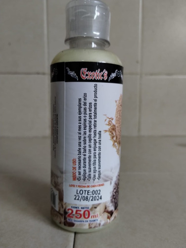 Shampo De Baño Especial Para Erizo Con Avena Exotic's 250 Ml