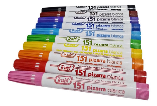 Marcadores Trabi 151 Pizarra Recargables X 10 Colores 