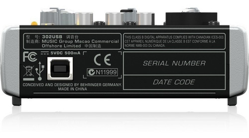 Imagen 3 de 6 de Consola Mixer Behringer Xenyx 302 Usb - 3 Canales Compacta