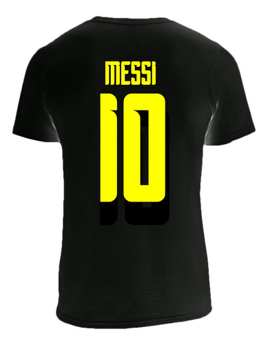 Camiseta Messi Argentina Unica Negra Y Fluor C/ Nro Y Nombre