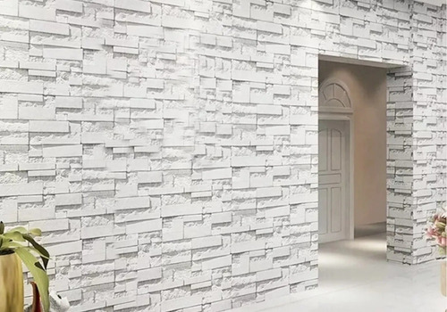 Imagen 4 de 7 de Papel Tapiz Piedra Laja Gris Mayoreo
