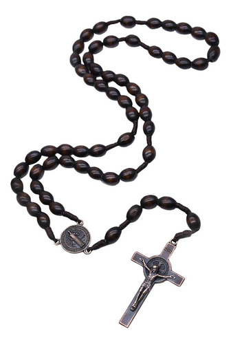 Collar Rosario Con Crucifijo Rosarios De Madera Católicos