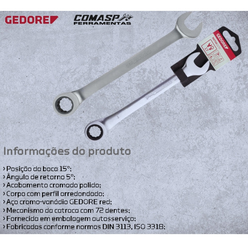 Chave Combinada Com Catraca Gedore Red 17mm R07100170