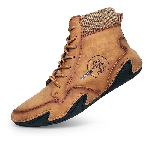 Botas Casuales De Cuero De Tobillo Medio Para Hombre