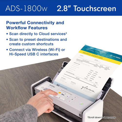 Escáner Brother Ads-1800w De Escritorio Compacto Inalámbrico