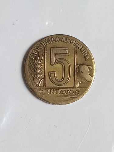 Argentina 1945. Moneda De 5 Centavos C/error. Salto De Cuño!