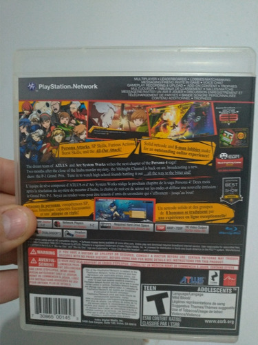 Jogo Ps3 Persona4 Arena P4a Semi-novo Completo Raro Leia ! (Usado)