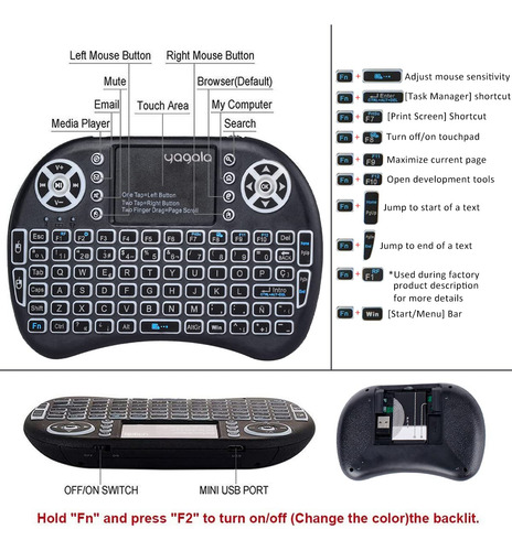 Mini Teclado Inalámbrico Retroiluminado Con Panel Táctil