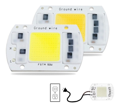 Imagen 2 de 3 de 4 X Chip Led Cob 50w 220v Directo Driver Inc. Blanco Cálido