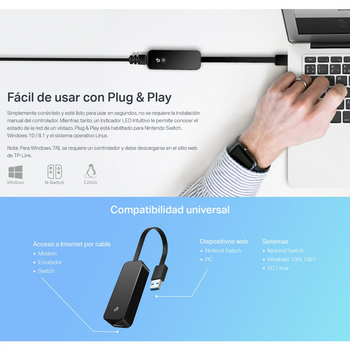 Tarjeta De Usb 3.0 A Rj45 Red Lan Gigabit, Tp-link Ue306