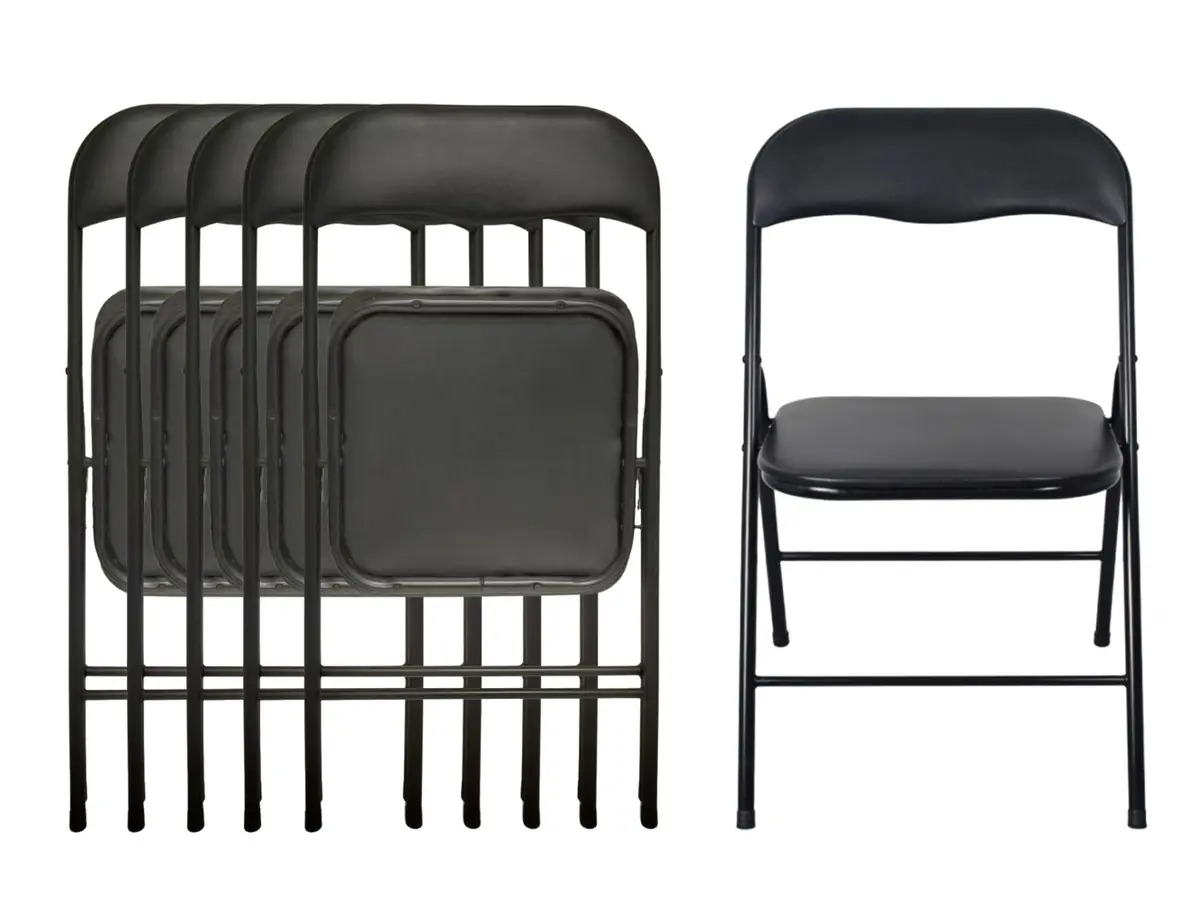 Set de 6 Sillas Plegables Kimos de Acero y Piel para Eventos, Pack Sillas Para Fiestas, Escuela, Negocio
