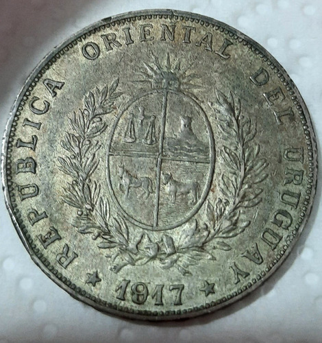 Uruguay 1 Peso 1917 Plata Artigas Estado Excelente