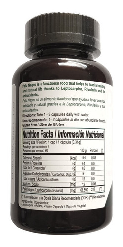 100% Palo Negro 90 Caps. Libre De Gluten Y Veganas/agronewen