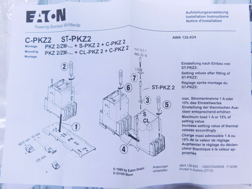 2 Pack! C-pkz2 Moeller Eaton Clip-on Fitting Plate Din R Yyh