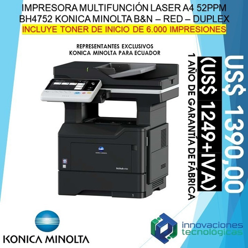 Multifunción Láser A4 B&n Dúplex Konica Minolta Nueva