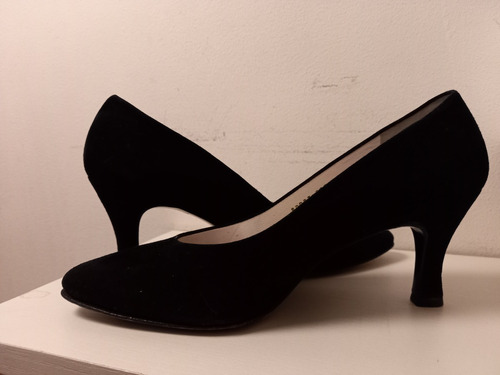 Zapatos Negros Gamuza Taco Medio N°37