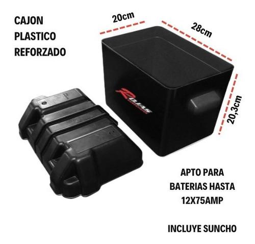 Imagen 2 de 8 de Cajón Porta Batería Plástico Reforzado Rojas Competición